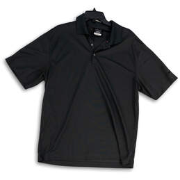 Mens 363807-060 Black Short Sleeve Spread Collar Golf Polo Shirts Size L