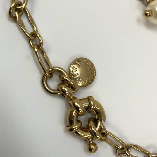 Designer J. Crew Gold-Tone White Triple Pearl Rhinestone Chain Necklace image number 4