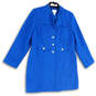 Womens Blue Long Sleeve Pockets Regular Fit Button Front Overcoat Size 1 image number 1