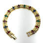 Designer Joan Rivers Gold-Tone Multicolor Enamel Link Chain Bracelet image number 1