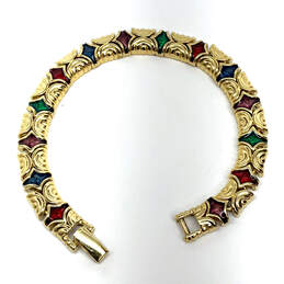 Designer Joan Rivers Gold-Tone Multicolor Enamel Link Chain Bracelet