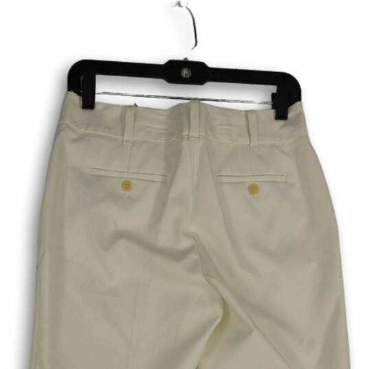 Womens White Flat Front Straight Leg Slash Pocket Dress Pants Size 6P image number 4