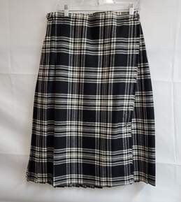Wool Pleated Plaid Skirt Sz 42