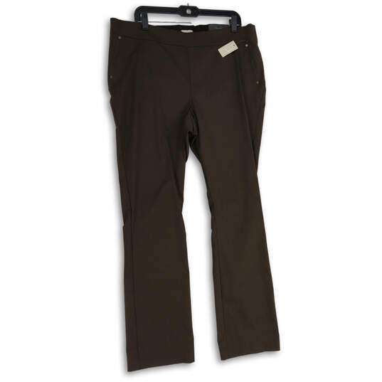 NWT Womens Brown Mid Rise Pull-On Bootcut Leg Ankle Pants Size 18 W Long image number 1