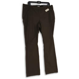 NWT Womens Brown Mid Rise Pull-On Bootcut Leg Ankle Pants Size 18 W Long