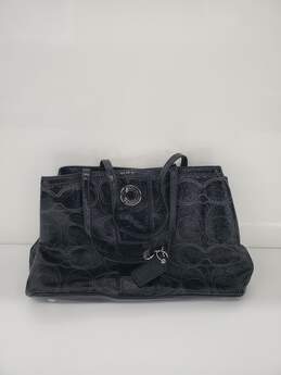 women Coach Carryall Signature Black Patent Leather Shoulder Bag Used