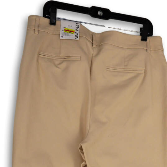 NWT Womens Beige Regular Fit Pockets Flat Front Stretch Chino Pants Size 16 image number 4