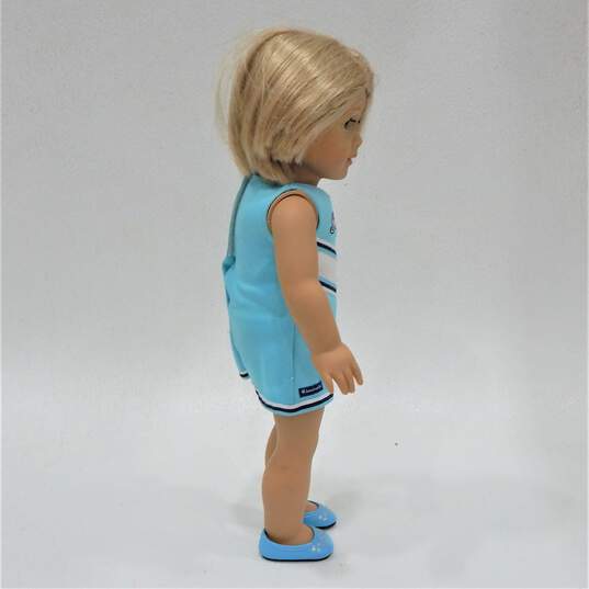 2014 American Girl Doll W/ Blue Eyes Star Earrings Cheerleader Dress image number 3