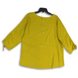 John Mark Womens Yellow Round Neck 3/4 Sleeve Tunic Blouse Top Size Small alternative image