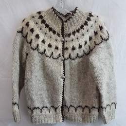 Hilda LTD 100% Icelandic Wool Cardigan Button Sweater Brown/Beige Size S