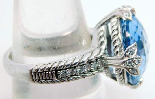 Judith Ripka Designer 925 Blue Spinel & Cubic Zirconia Statement Ring 11.8g image number 3