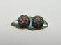 VNTG Signed Judy Lee Iridescent Filigree Clip Earrings image number 1