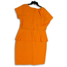 NWT Womens Orange Short Sleeve Round Neck Midi Bodycon Dress Size 18/20 alternative image