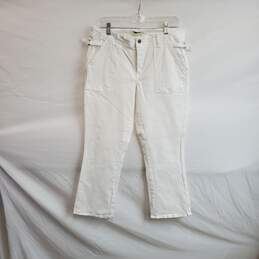 Anthropologie White Cotton Straight Leg Pant WM Size 31