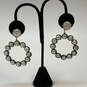 Designer Sorrelli Gold-Tone Silver Faux Pearl Fashionable Hoop Earrings image number 1