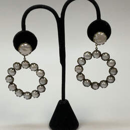 Designer Sorrelli Gold-Tone Silver Faux Pearl Fashionable Hoop Earrings