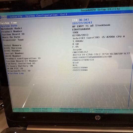 HP ENVY TS M6 SleekBook 15in Intel i5-4200U CPU 8GB RAM NO HDD image number 8