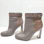 Ann Taylor Taupe Leather Embossed Heel Ankle Strap Zip Up Women's Size 7M image number 2