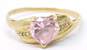 14K Yellow Gold Pink & Clear Cubic Zirconia Heart Shaped Ring 2.2g image number 4