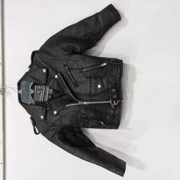 USA Biker's Leather Boy's Black Jacket Size XL
