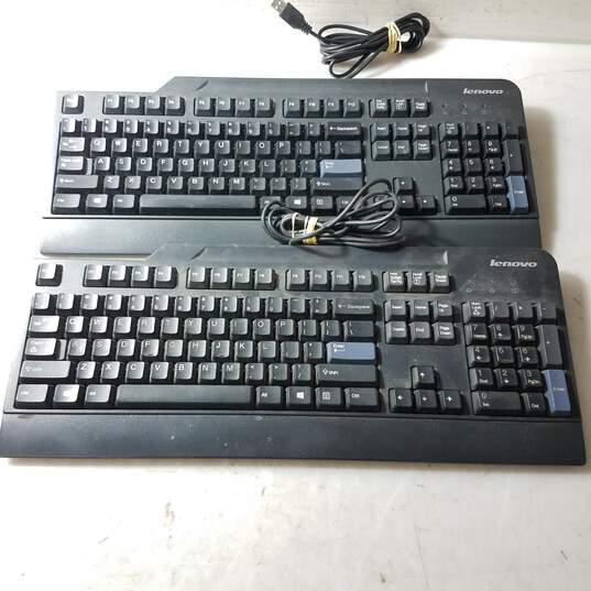 Lot of Two Used Lenovo USB PC Keyboards image number 1