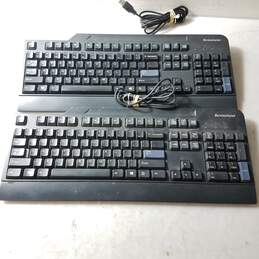 Lot of Two Used Lenovo USB PC Keyboards