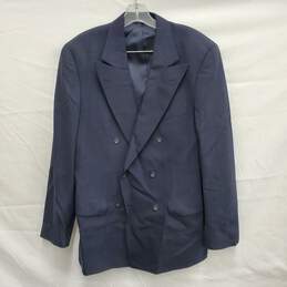 VTG Nordstrom's Ralph Lauren Chaps MN's Virgin Wool Blue Suit Double Breasted Blazer Size 42