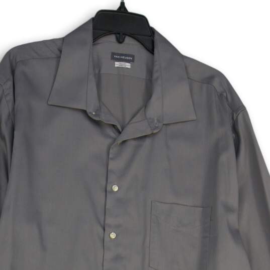 NWT Van Heusen Mens Gray Spread Collar Long Sleeve Button-Up Shirt Size 37/38 image number 3