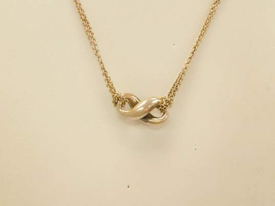 Tiffany & Co. 925 Infinity Twist Double Chain Necklace 8.2g image number 2