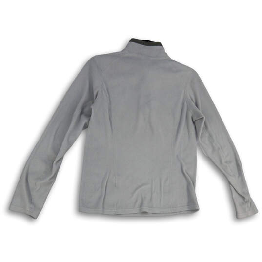 Womens Gray 1/4 Zip Mock Neck Long Sleeve Pullover Sweatshirt Size Large image number 2