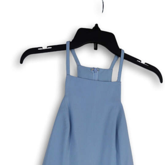 Womens Blue Spaghetti Strap Square Neck Back Zip Fit & Flare Dress Size S image number 3
