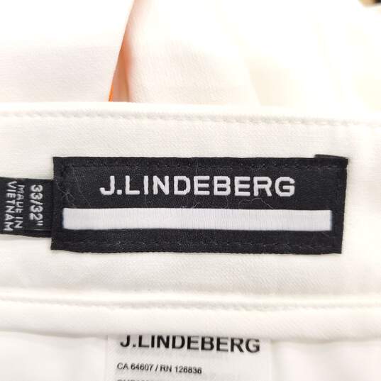 J. Lindeberg Men White/ Orange Striped Golf Pants Sz 33 image number 3