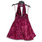 Womens Purple Sequin Sleeveless Halter Neck Back Zip Mini Dress Size 0 image number 1
