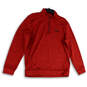 Womens Red Heather Mock Neck Long Sleeve 1/4 Zip Activewear Jacket Size L image number 1
