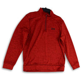 Womens Red Heather Mock Neck Long Sleeve 1/4 Zip Activewear Jacket Size L