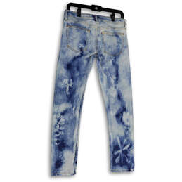 Womens Blue White Tie-Dye Light Wash Pockets Skinny Leg Jeans Sized 28 alternative image