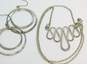 Artisan 925 Flat Squiggle Pendant Cable Chain Necklace & Nested Open Circles Drop Earrings 18.3g image number 4