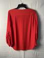 Loft Womens Red Crew Neck Tab Sleeve Blouse Size M image number 2
