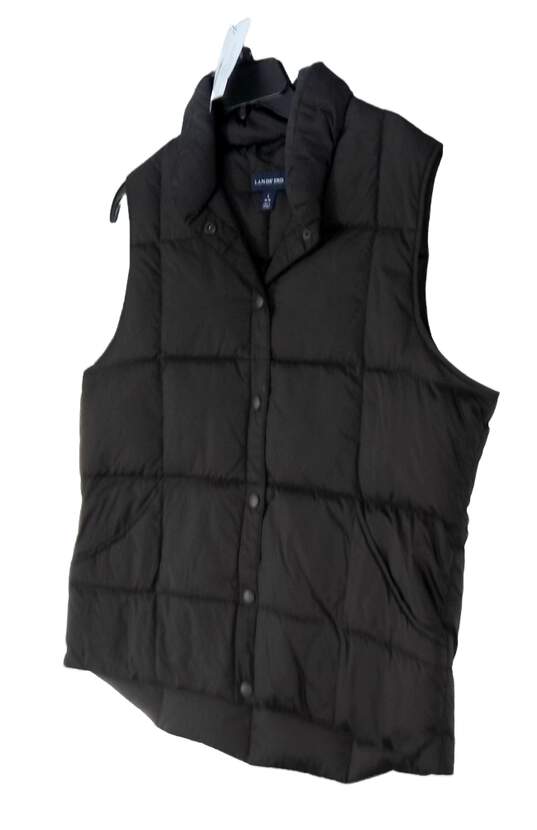 Lands End Women's Black Sleeveless Full Zip Puffer Vest Jacket Size Large 14-16 image number 3