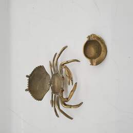 Vintage Brass Crab Figural Hinged Stash Trinket Box Nautical Decor