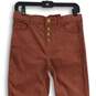 NWT Womens Orange Denim Medium Wash Button Fly Skinny Leg Jeans Size 4/27 image number 3
