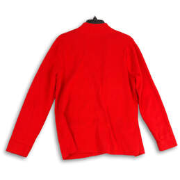 Womens Red Casual Long Sleeve Welt Pocket Button Front Jacket Size Large alternative image