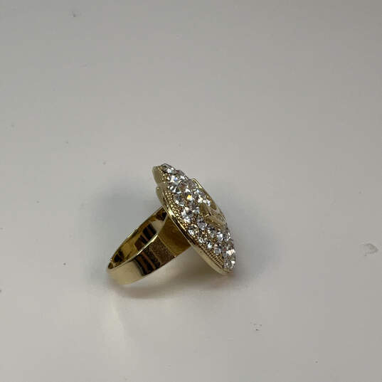 Designer Juicy Couture Gold-Tone Rhinestone Heart Shape Classic Band Ring image number 3
