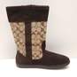 Coach Jacquard Suede Monogram Boots Beige Brown 10 image number 2