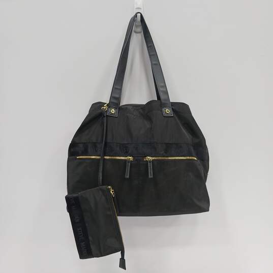 Steve Madden Black Two Strap Shoulder Travel Bag Purse with Makeup Bag image number 2