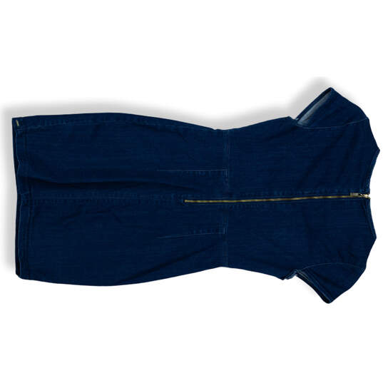 Womens Blue Denim Cap Sleeve Split Neck Back Zip Bodycon Dress Size Small image number 2