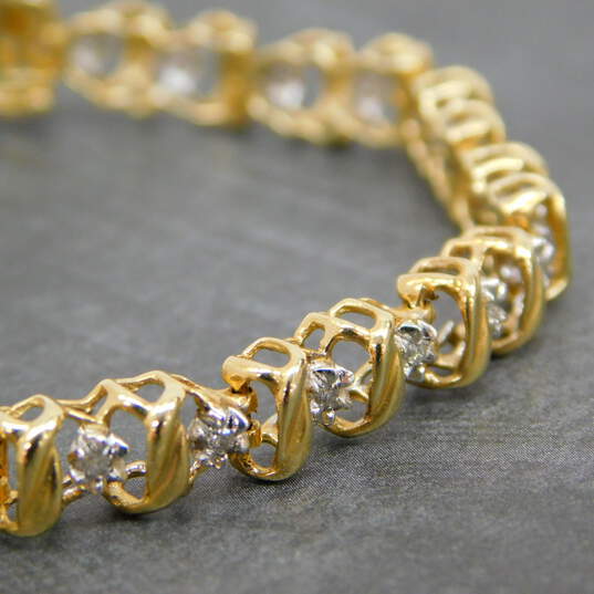 10K Yellow Gold 0.15 CTTW Diamond Tennis Bracelet 9.4g image number 1