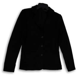Womens Black Notch Lapel Long Sleeve Single Breasted Three Button Blazer M