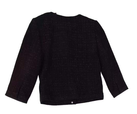 Womens Black Long Sleeve Round Neck Snap Front Jacket Size 8 image number 1