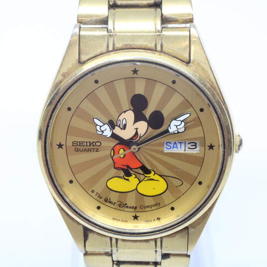 Buy the Disney Mickey Mouse 5H23-8A09 Gold Tone Sunburst Dial Watch |  GoodwillFinds